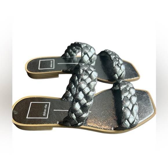 Dolce Vita Stella Silver gun metal Metallic Indy double braided Sandals size 6 - Picture 2 of 8